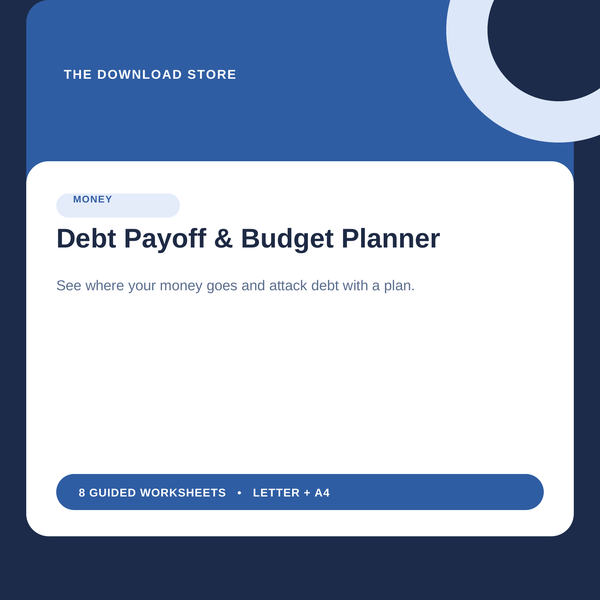 Debt Payoff and Budget Planner printable cover