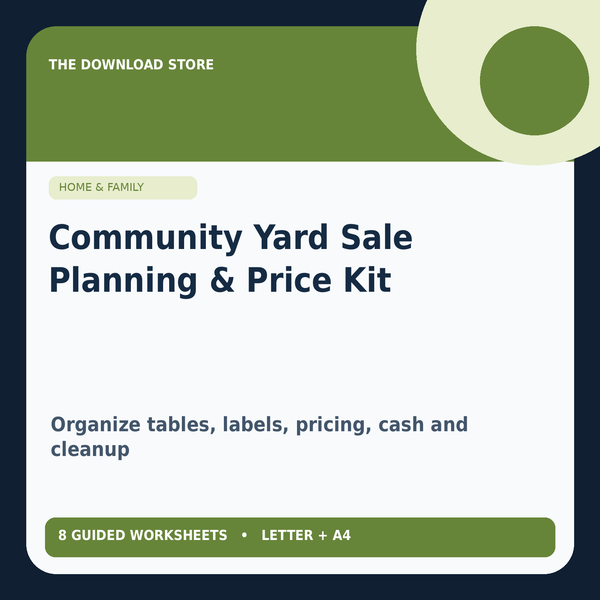 Community Yard Sale Planning and Price Kit printable cover