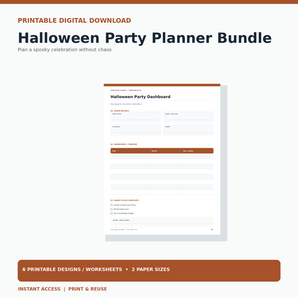 Halloween Party Planner Bundle printable cover
